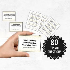Jeu-questionnaire du Nouvel An | Trivia imprimables pour le réveillon du Nouvel An | Jeu du Jour de l'An | Jeu familial pour la Saint-Sylvestre