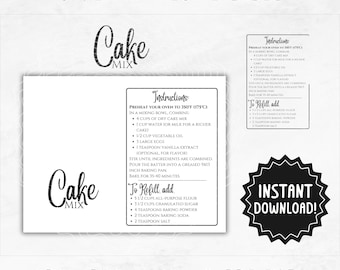 Printable Cake Mix Labels | Homemade Cake Mix Label | Printable Dry Cake Mix | Dry Cake Mix Recipe Pantry Label JPG SVG PDF