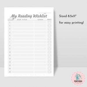 Book Wish List | Printable Reading Planner | Reading Journal Page ...