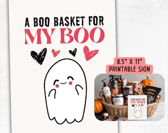 Halloween Boo Basket Card | Printable Boo Basket Tag | A Boo Basket For My Boo | You've Been Boo'd Halloween Gift Box Label
