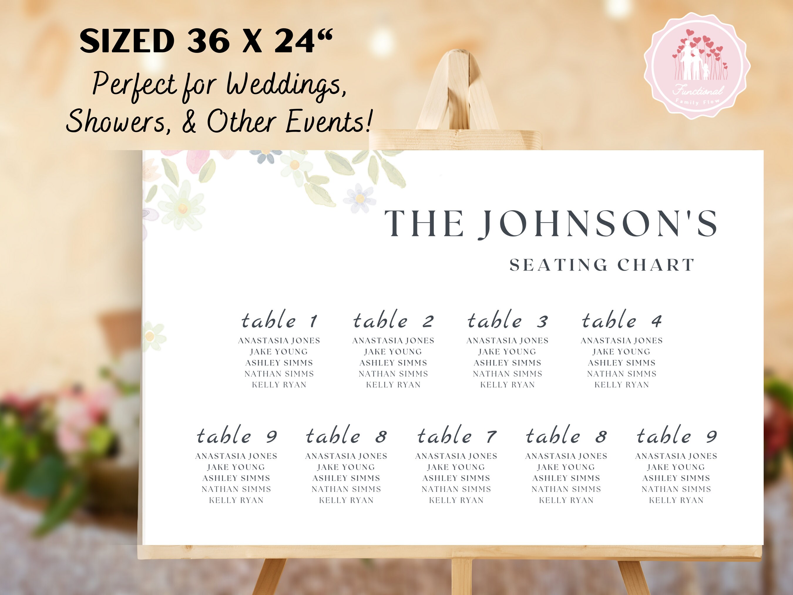 Wedding Seating Chart Template | Editable Wedding Table Plan | Mordern ...