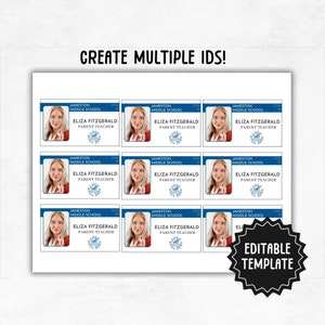 Bulk ID-badgesjabloon horizontaal | Aangepaste ID-badges | Afdrukbare identiteitskaarten | Sjabloon voor meerdere personeelsidentificatiebadges