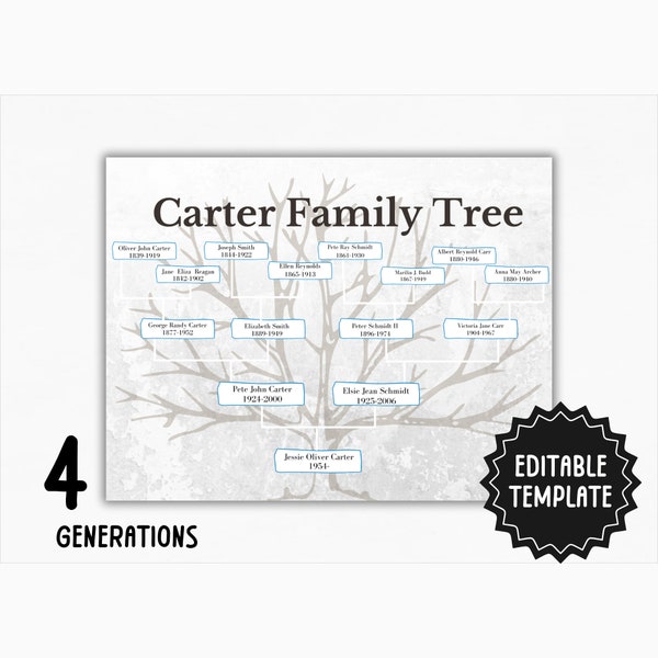 Family Tree Template | Editable Family Tree Chart | Create Your Own Family Tree Printable