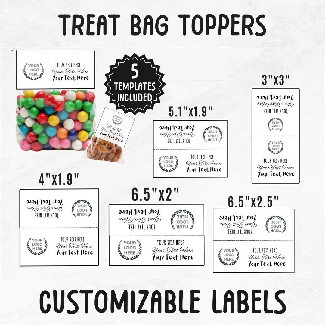 Treat Bag Toppers Template Editable Treat Bag Label Party Favor