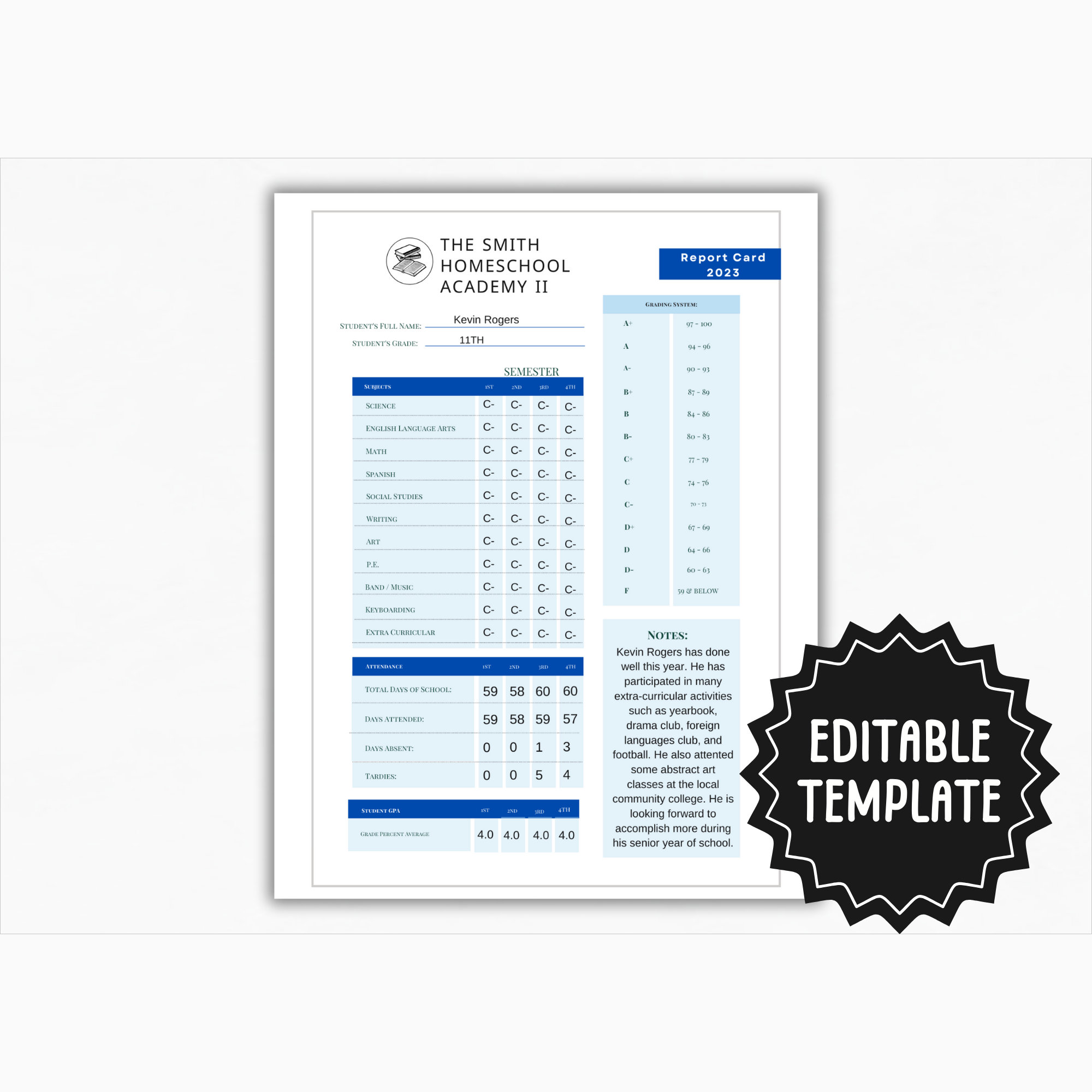 Plantilla de expediente académico de escuela secundaria imprimible y  rellenable, plantilla de expediente académico de educación en el hogar,  plantilla de expediente académico editable - Etsy México, image size:2000x2000