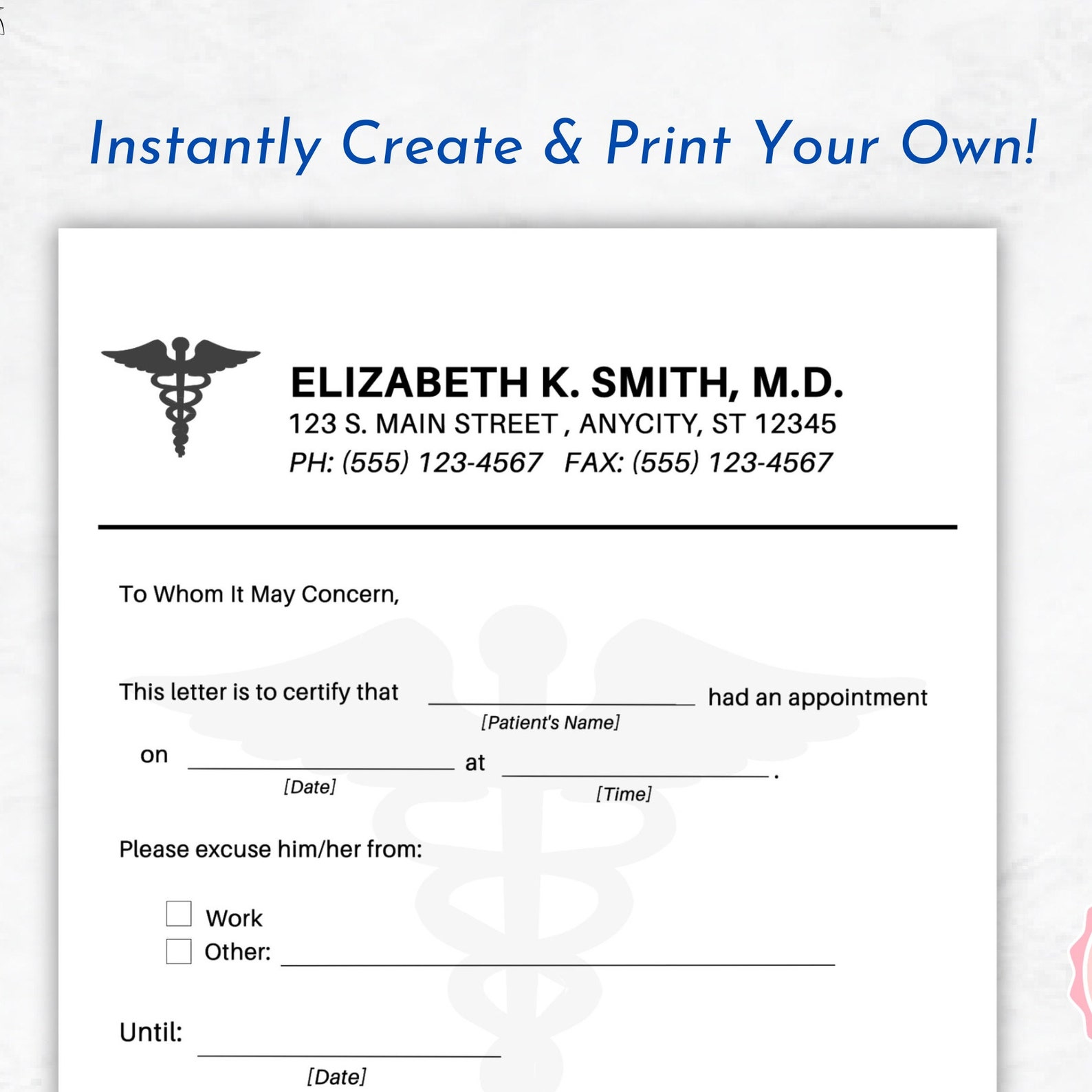 Doctors Note Ineligible Fillable Doctors Note | Doctor Excuse Note Template | Custom Drs ...