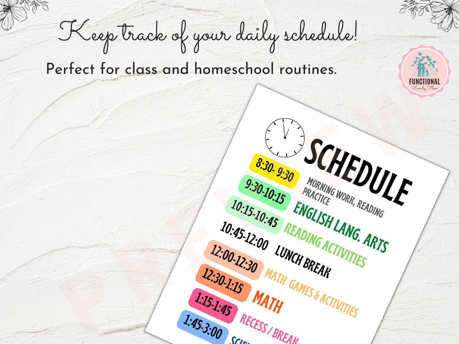 Daily Schedule Editable Homeschool Schedule Template Etsy