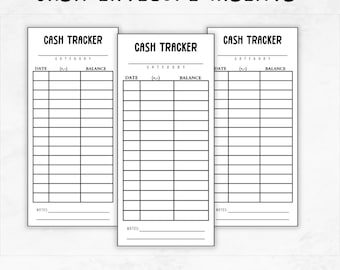 Cash Tracker Inserts | Printable Cash Tracker for Cash Envelopes | Cash Saving Envelopes Tracker | Cash Stuffing Envelopes Inserts