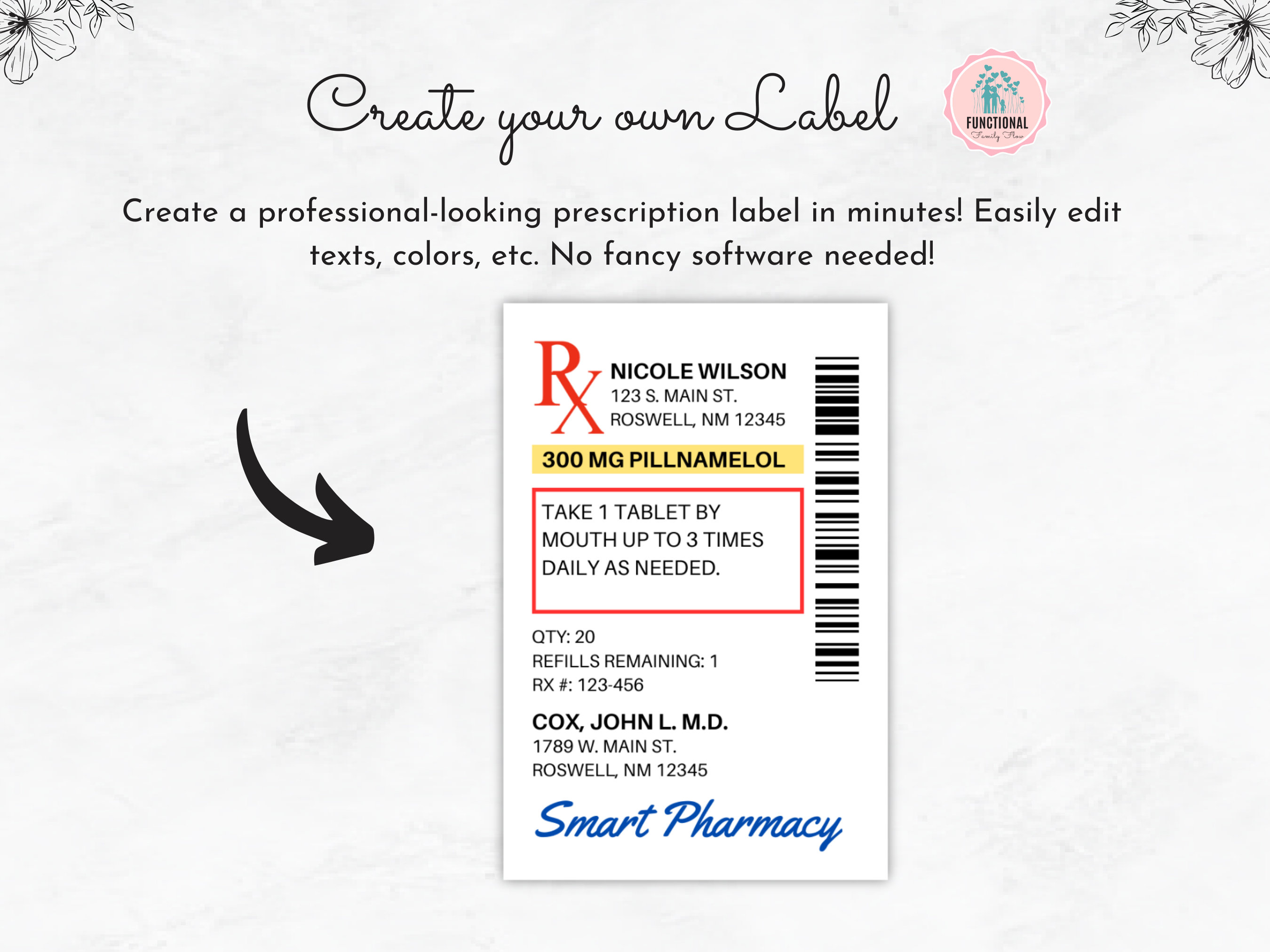 Prescription Label Template Editable RX Bottle Label Template Party Prescription Label Template Editable RX Bottle Label Template Party