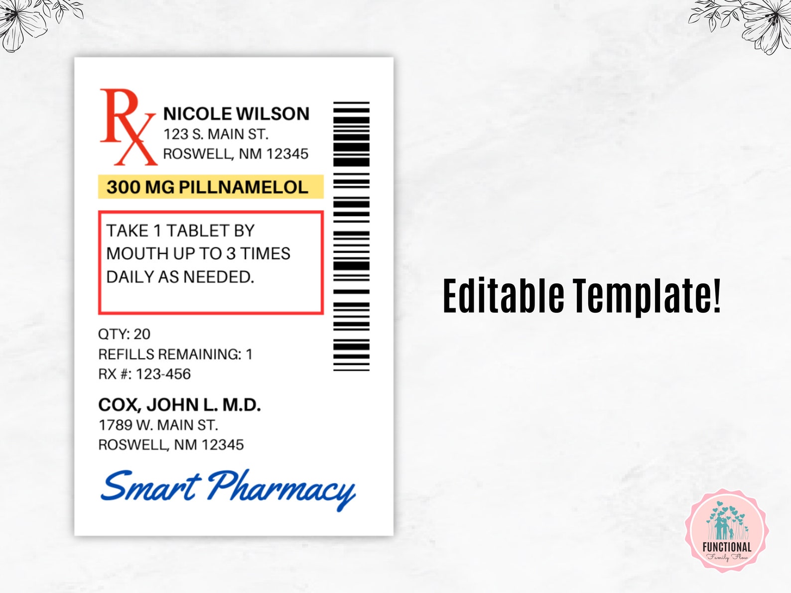 Prescription Label Template Editable RX Bottle Label Template Party Prescription Label Template Editable RX Bottle Label Template Party