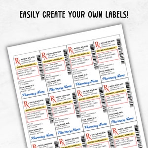 Novelty Prescription Labels Template | Editable RX Bottle Label | Fun ...