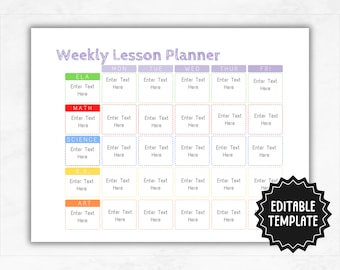 Custom Weekly Lesson Planner | Editable Academic Planner Template | Printable Weekly Teacher's Planner