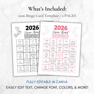 Vision Board Bingo Printable | 2026 Bingo Card Template | New Year Resolution Board | New Year Goals Idea | New Years Activity Printable image 2