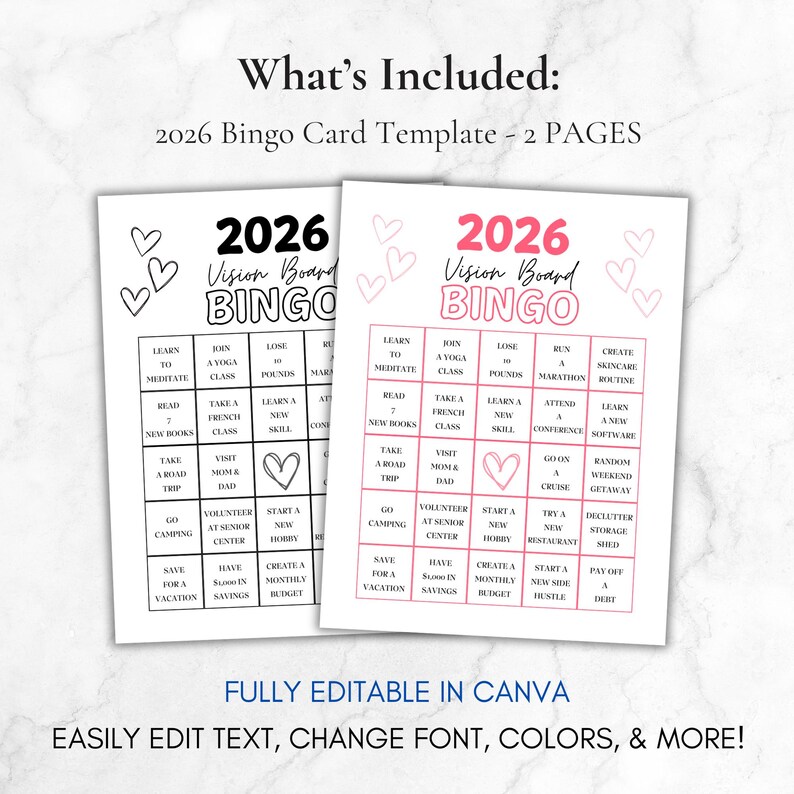 Vision Board Bingo Printable | 2026 Bingo Card Template | New Year Resolution Board | New Year Goals Idea | New Years Activity Printable image 2