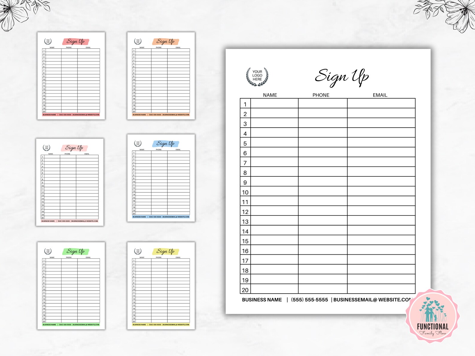 Contribution Sign Up List Editable Sign up Sheet Template | Printable Sign up Form | Sign up ...