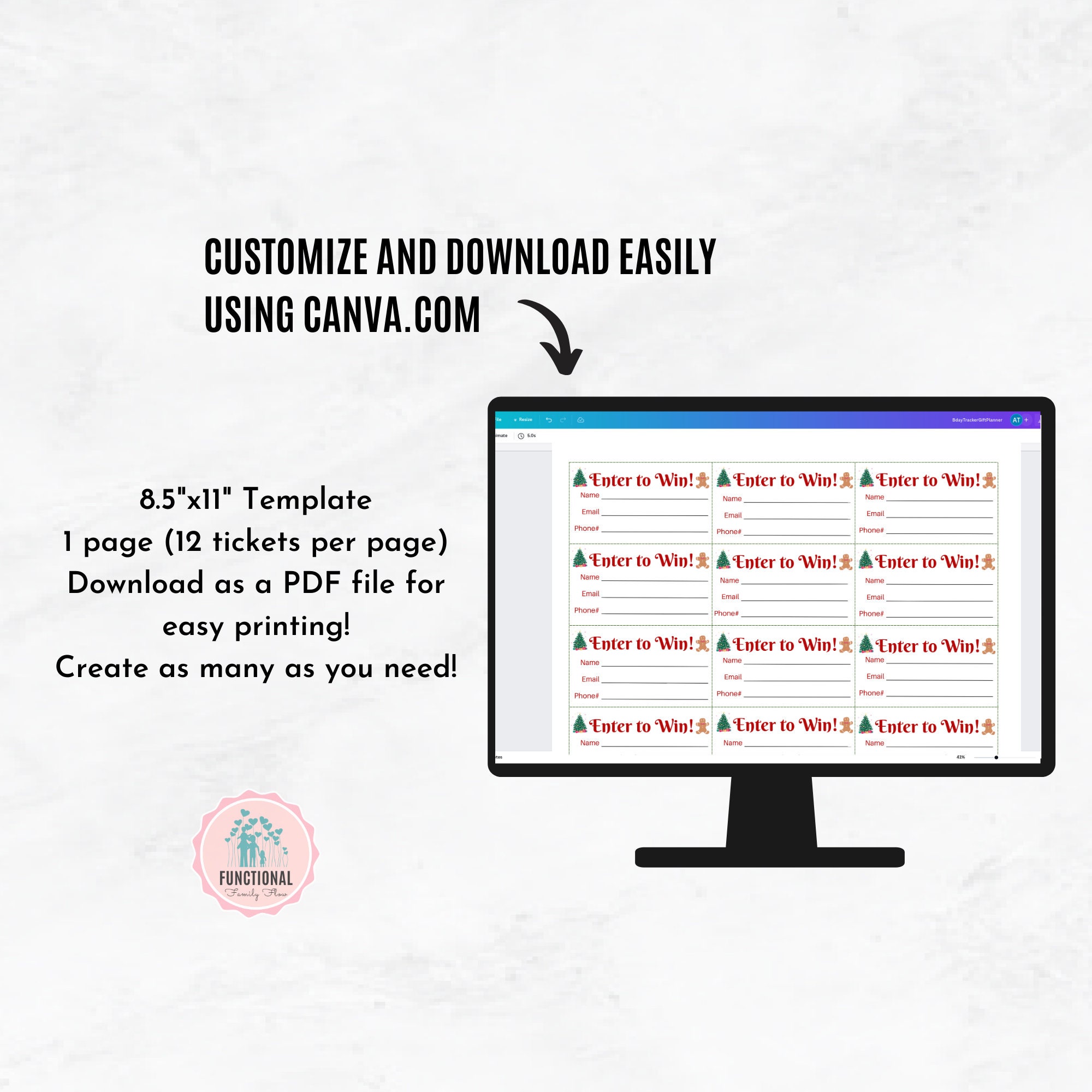 Christmas Raffle Ticket Template Printable Holiday Raffle Tickets