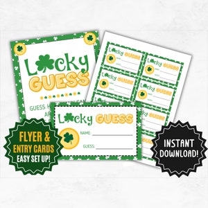 Gioco di indovinelli sui dolci di San Patrizio stampabile / Attività di indovinare i dolci di San Patrizio / Set di gioco stampabile di indovinare quante caramelle
