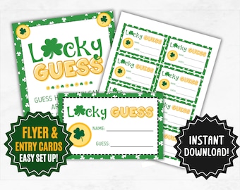 St. Patrick's Day Candy Guessing Game Printable | Lucky Guess St. Patrick's Activity | Guess How Many Candies Game Printable Set