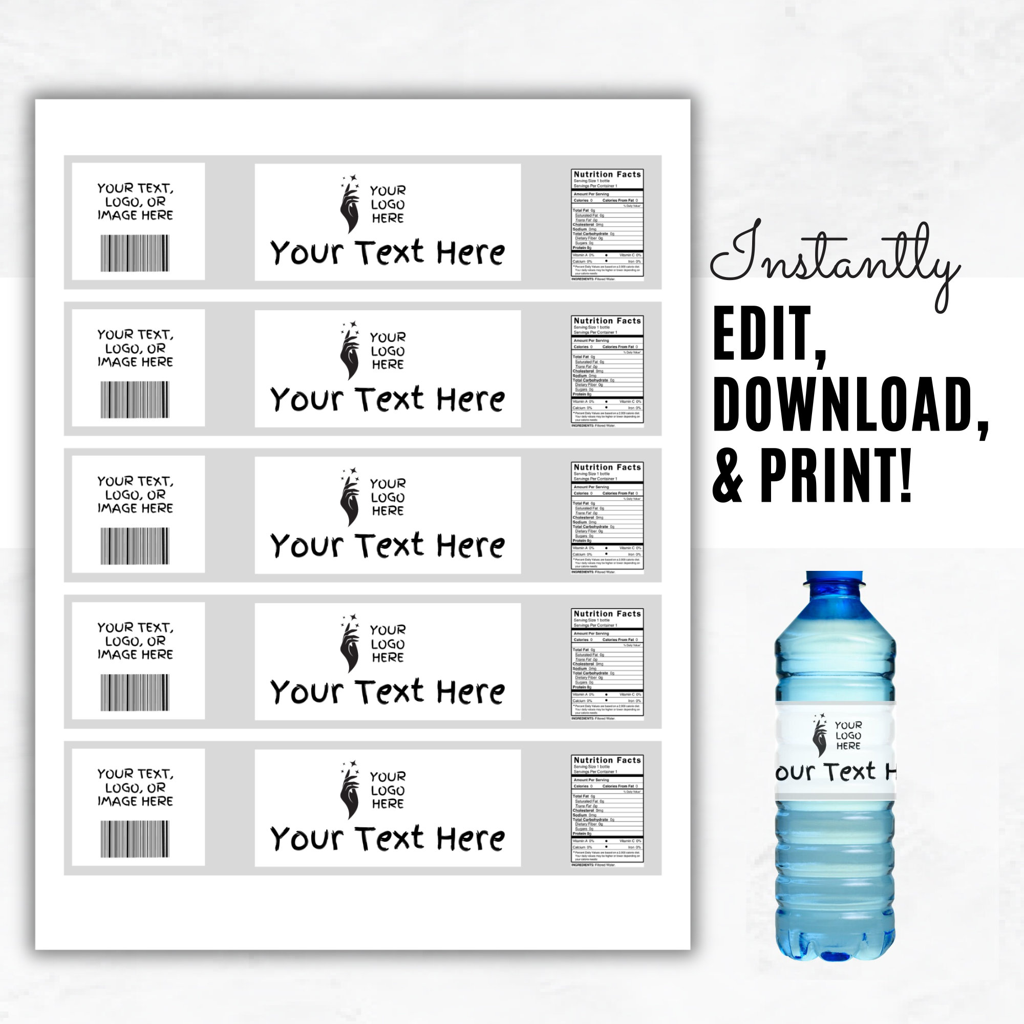 water-bottle-label-template-editable-water-bottle-sticker-label-printable-water-bottle-party-favor-wraps-etsy