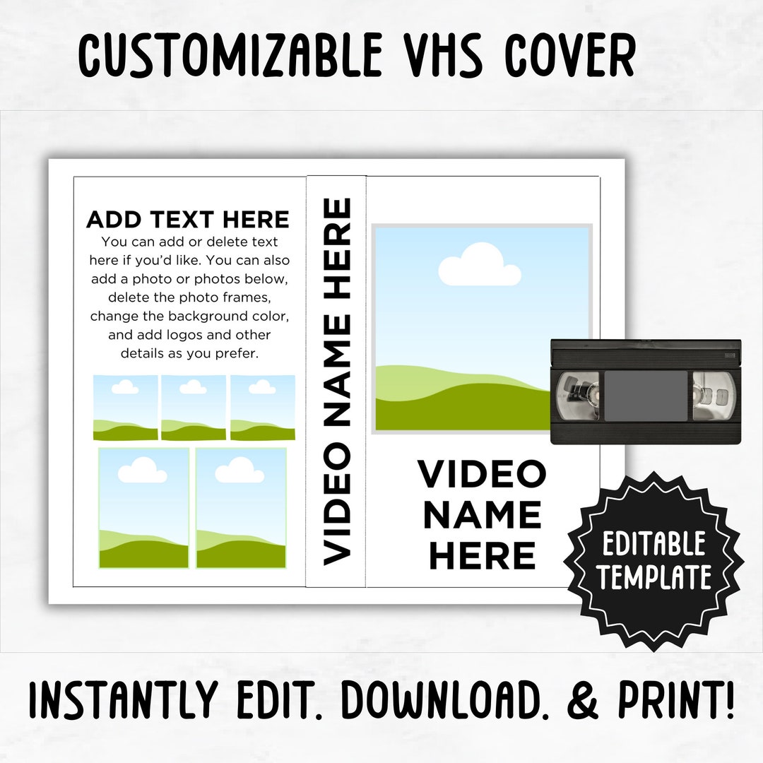 VHS Cover Template Printable VHS Box Label Printable Video Box VHS Cover Template Printable VHS Box Label Printable Video Box