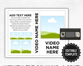 VHS Cover Template | Printable VHS Box Label | Printable Video Box Cover