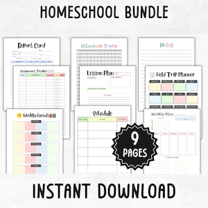 Ultimate Homeschool Planner Bundle | 9 Printable Homeschool Pages | Homeschool Organization