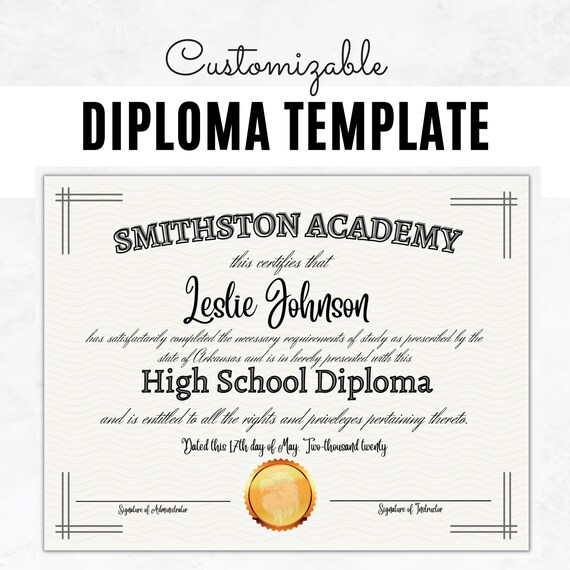 CUSTOM Diplomas - Full Color / 5 Styles - Priced Each Starting at 50 - Cool  School Studios