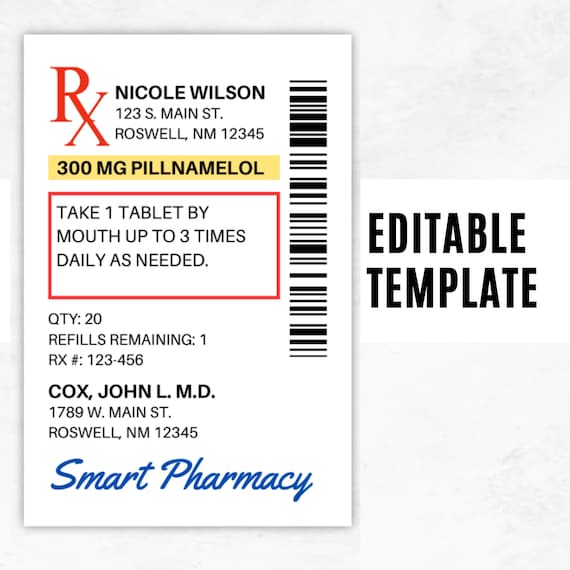 Prescription Label Template Prescription Label Template
