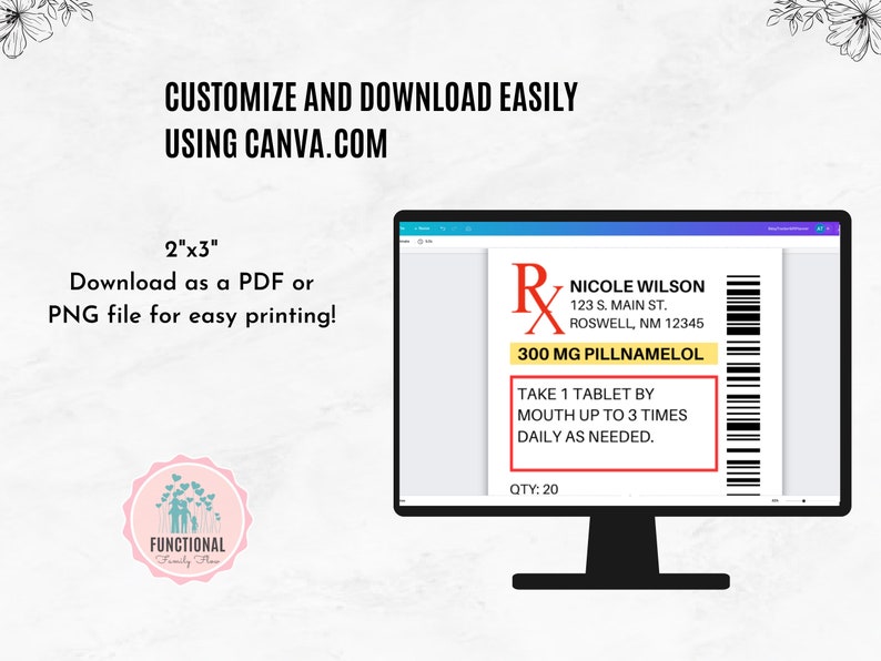 Prescription Label Template Editable RX Bottle Label Template Party