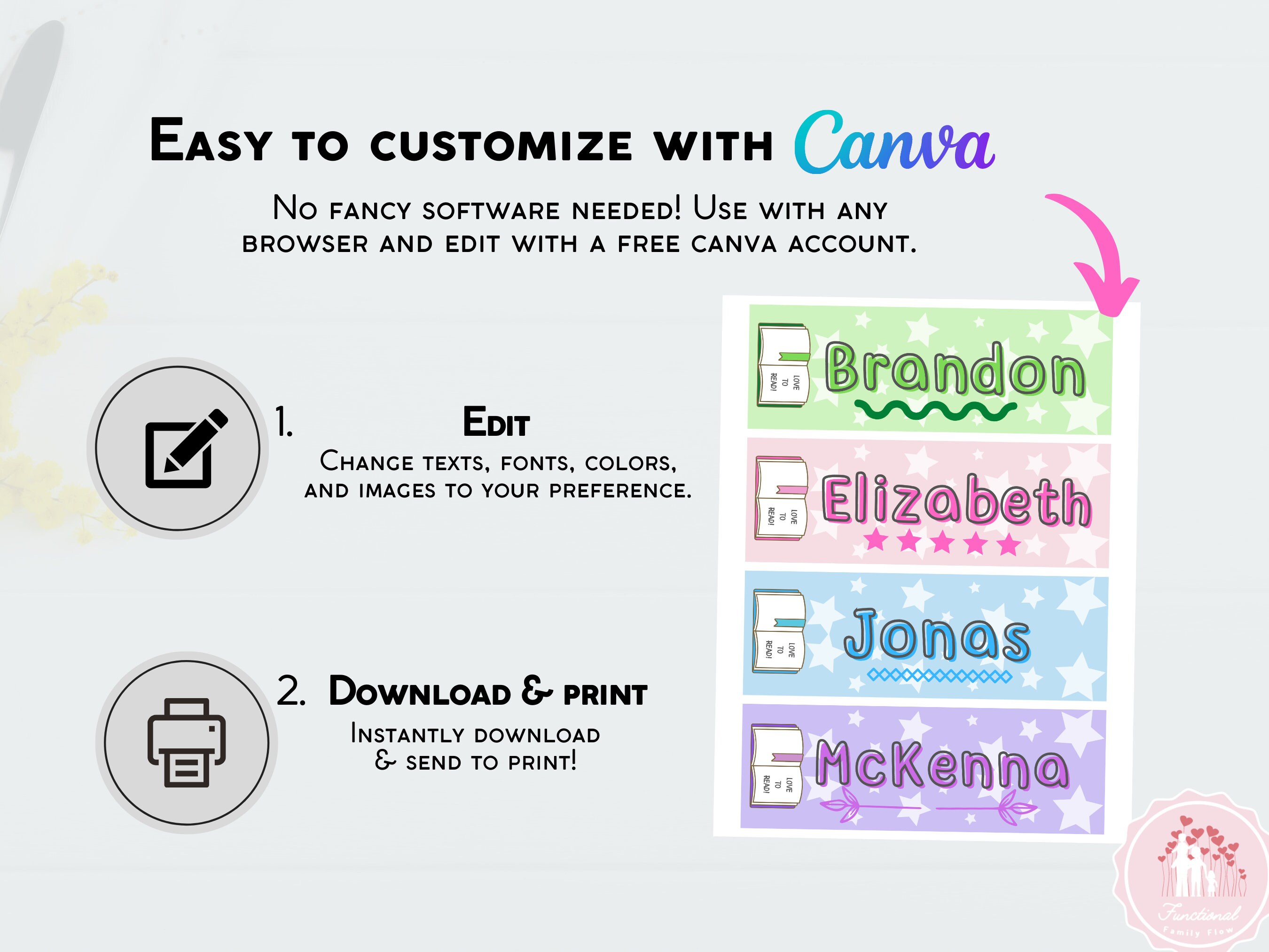 Printable Bookmarks Editable Bookmark Template Gift Idea - Etsy