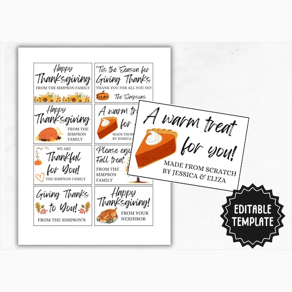 Fall Treat Label Template | Thanksgiving Treat Labels | Sweet Treat Tags | Treat Bag Labels for Fall | Printable Halloween Tags