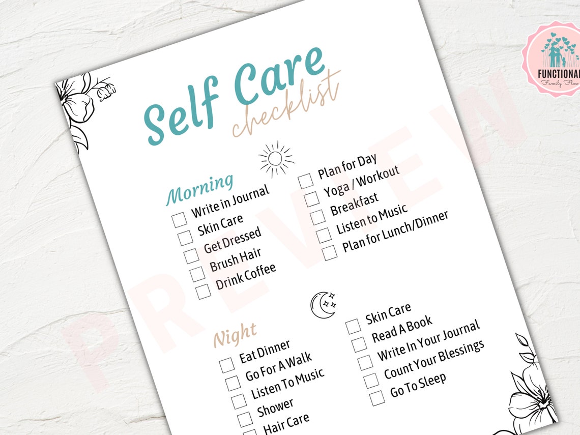Self Care Checklist | Printable Self-care Planner | Self Care Routine ...