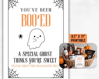 Halloween Boo Basket Card | Printable Boo Basket Tag | Friend Neighbor Boo Basket Card | You've Been Boo'd Halloween Gift Box Label