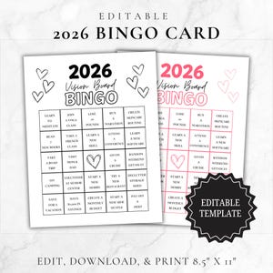 Vision Board Bingo Printable | 2026 Bingo Card Template | New Year Resolution Board | New Year Goals Idea | New Years Activity Printable image 1