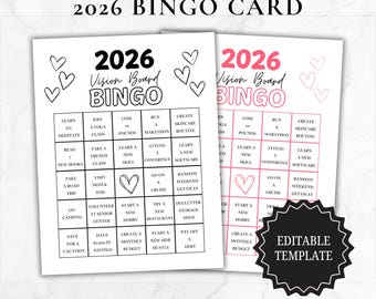 Vision Board Bingo Printable | 2026 Bingo Card Template | New Year Resolution Board | New Year Goals Idea | New Years Activity Printable