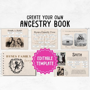 Ancestry Book Template | Editable Genealogy Book | Create Your Own Family Tree Photo Book