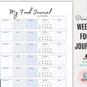 Food Journal | Printable Food Diary | Daily Food Log | Fitness Diet ...