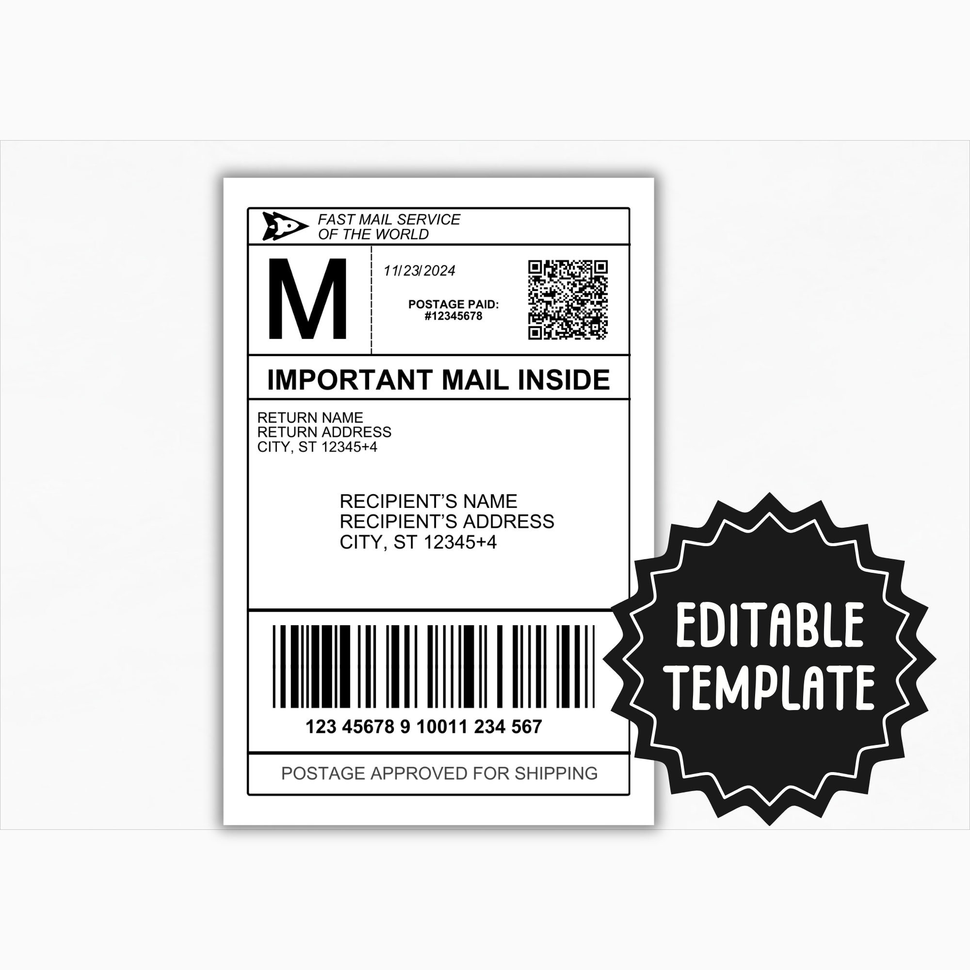 Fake Shipping Label Template | Editable Personalized Mail Label | Fake Mail Shipping Label Template for Gift Box | Gag Gift Mail Label - Etsy fake-shipping-label-template-editable-personalized-mail-label-fake-mail-shipping-label-template-for-gift-box-gag-gift-mail-label-etsy