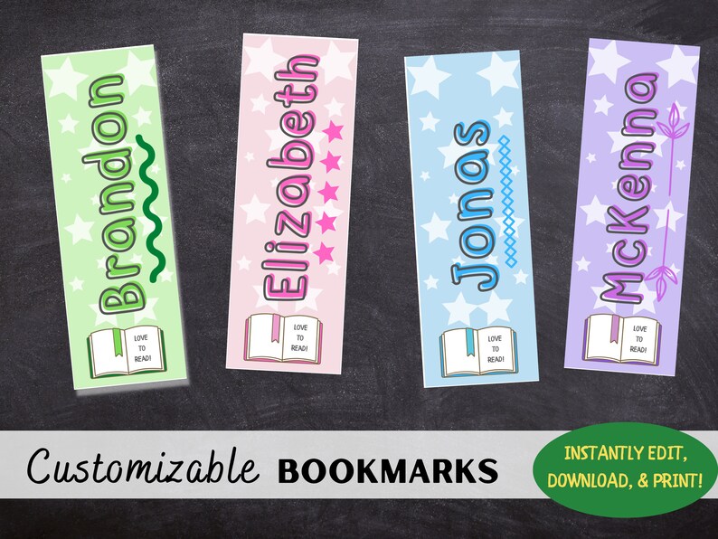 Printable Bookmarks Editable Bookmark Template Gift Idea Etsy
