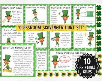 Leprechaun Treasure Hunt | Printable St. Patrick's Day Classroom Activity | St Patricks Day Scavenger Hunt | St Patricks Day for Students