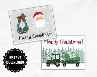 Christmas Handprint Card | Christmas Footprint Craft | Winter Kids Craft | Holiday Craft Activity For Kids Christmas Card