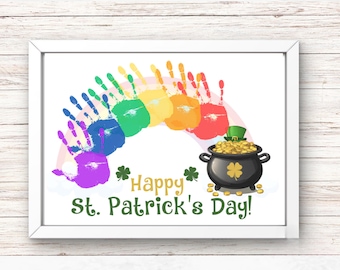 St. Patrick's Day Handprint Art Craft | Printable Kids St. Patrick's Day Activity | Kids Keepsake Art Handprint | Kids St. Pattys Day Craft