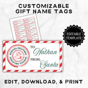 Christmas Present Labels | Printable Christmas Gift Tag Template | Editable Name Tag Labels | Gift Tag Label | Printable Christmas Name Tags