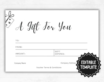 Custom Gift Certificate | Editable Gift Voucher Template | Create Your Own Gift Certificate | Gift Card Template