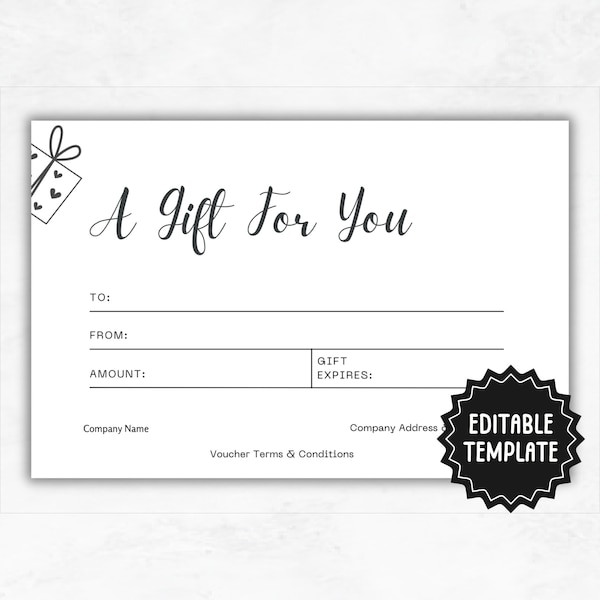 Custom Gift Certificate | Editable Gift Voucher Template | Create Your Own Gift Certificate | Gift Card Template