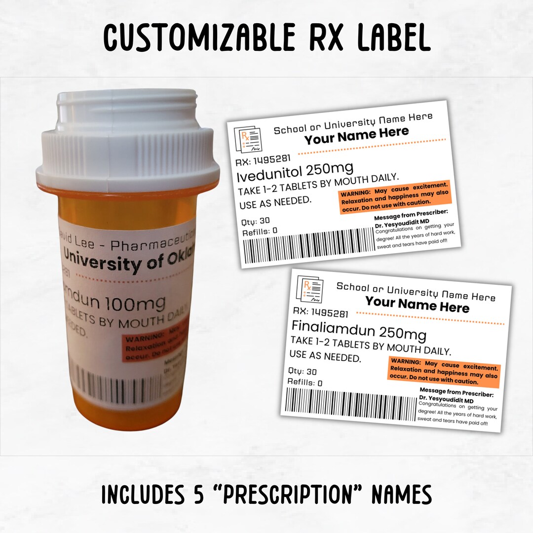 Customizable Nurse Grad Party Favors | Custom Print Labels | Medication Label | Custom ...
