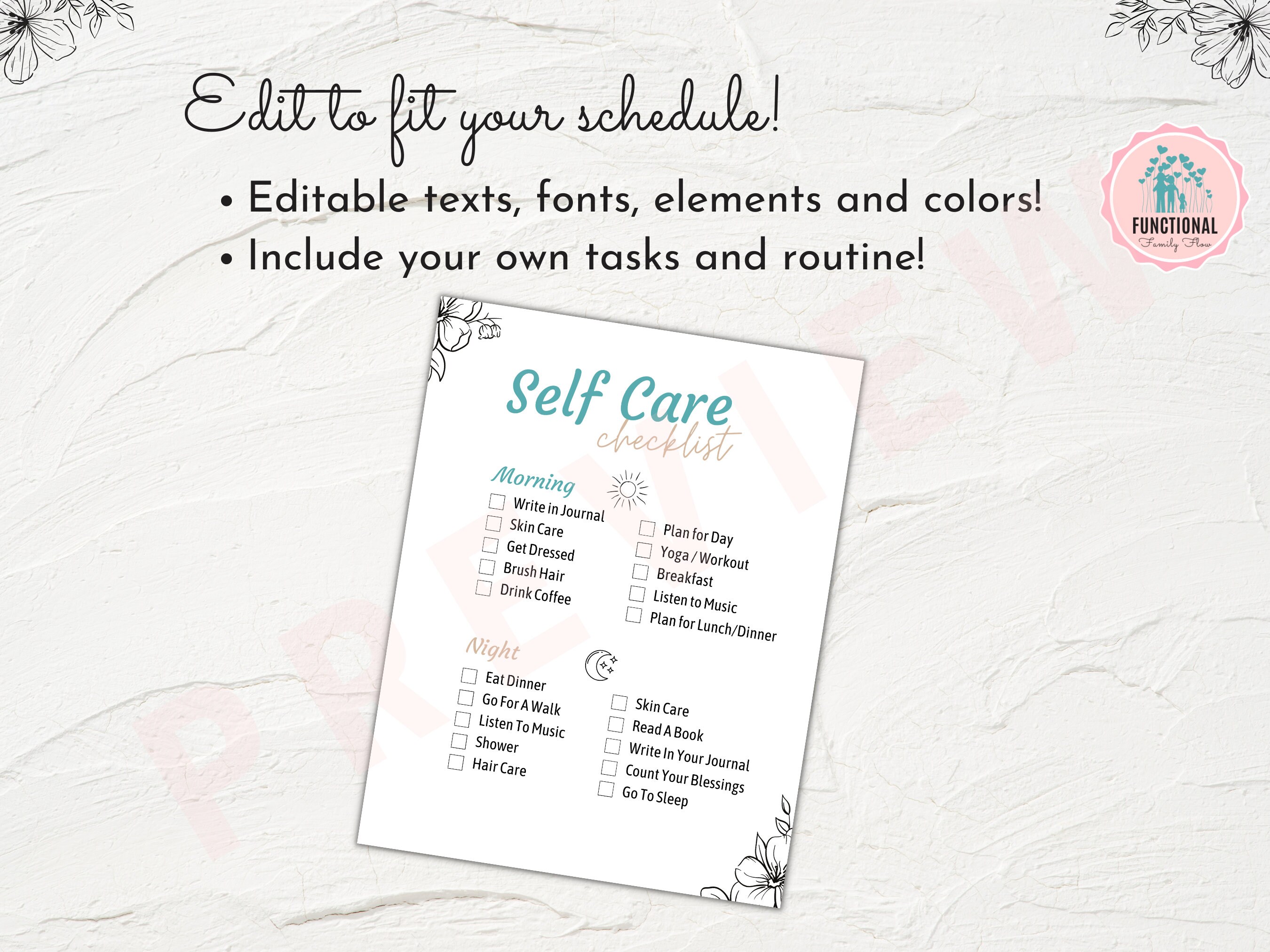 Self Care Checklist | Printable Self-care Planner | Self Care Routine ...