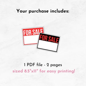 Printable for Sale Sign | Simple for Sale Sign Printable | Black and ...