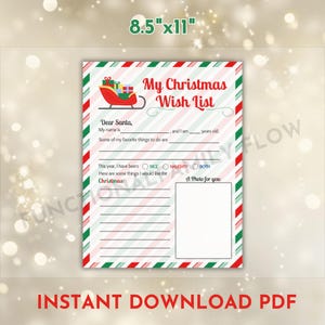 Weihnachtswunschliste | Druckbarer Brief an Santa | Weihnachtswunschliste für Kinder | Kinder Weihnachten Aktivität druckbar | Kinderbrief an Sants