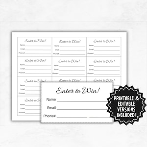 Printable Raffle Tickets | Editable Raffle Tickets Template | Enter To Win Printable Ticket